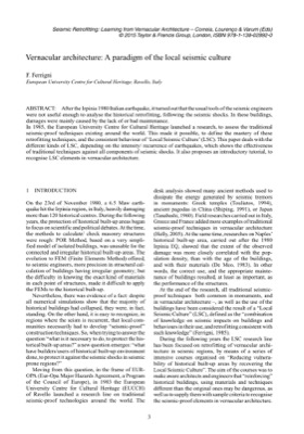 Vernacular architecture: A paradigm of the local seismic culture